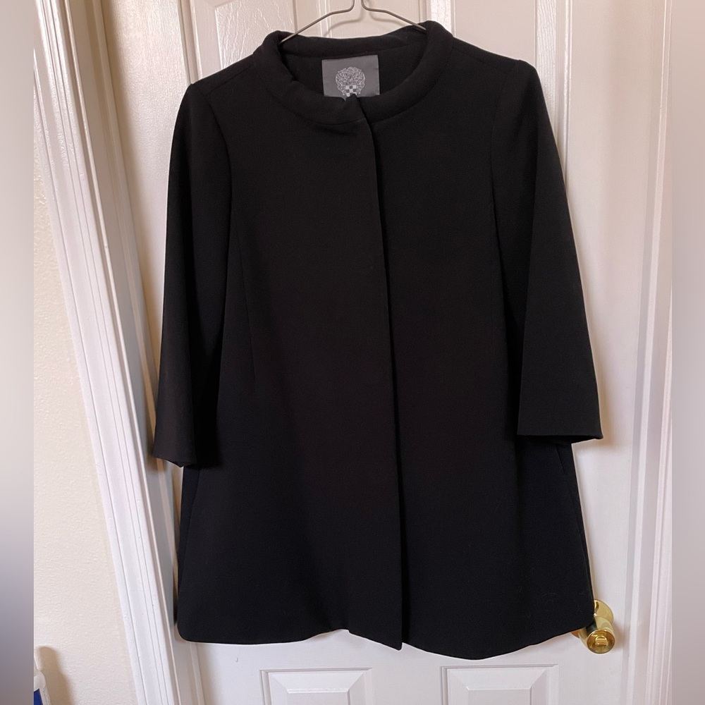 Vince Camuto Black Funnel Neck 3/4 Sleeve Coat XS